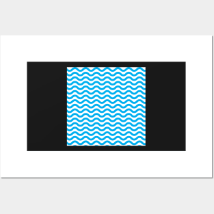 Light Blue Wavy Lines Repeat Pattern Posters and Art